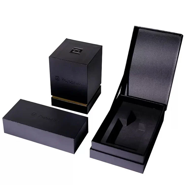 Caja de regalo rígida negra de lujo con inserción EVA